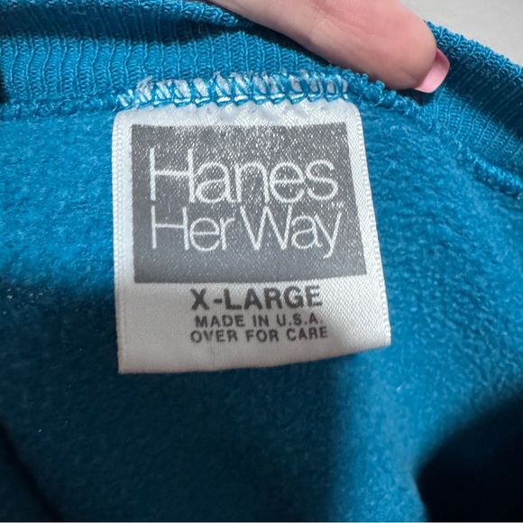 Embroidered Carousel Merry Go Round Horse Hanes Her way Sweatshirt XL Blue - Picture 4 of 4